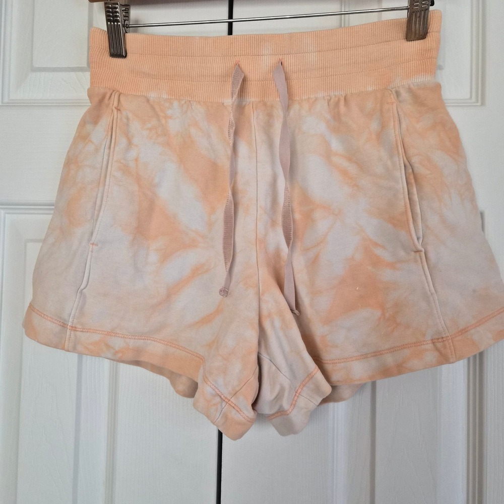 All in Motion Women Peach Tie Dye Athletic Lounge Shorts XS Drawstring Pockets